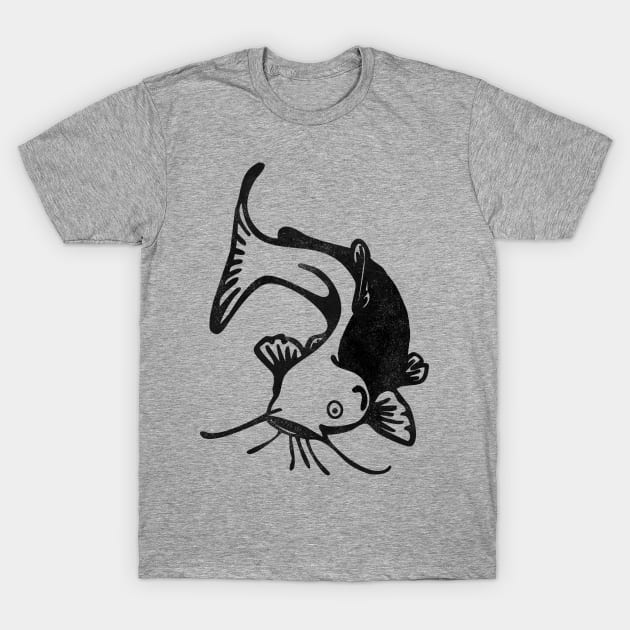 Distressed Catfish Fishing Fish T-Shirt by charlescheshire